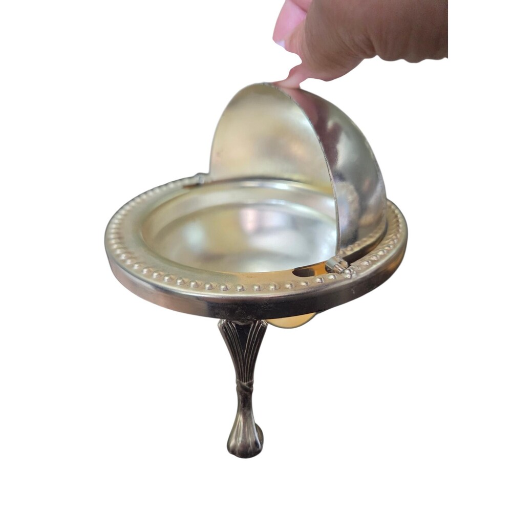 Vintage English Silver Plated Roll Top Butter Dish Caviar Revolving Dome 5" - Picture 5 of 10
